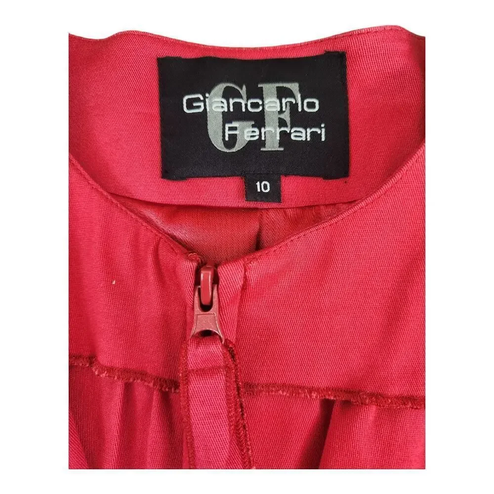 Giancarlo‎ Ferrari vintage red ruffle tiered womens jacket holidays sz 10